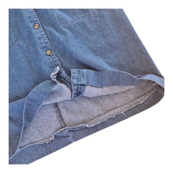 Denim Maxi Jumper Dress Christmas Holiday Embroidered Pockets L Westbound READ - Picture 12 of 13